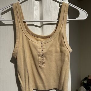 Aerie Tan Cream Sleeveless Crop Tank Top